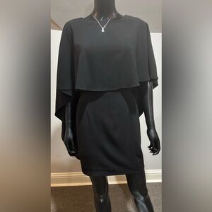 LULUS Best is Yet to Come Cape Backless Mini Dress Lined Black Medium 6 8